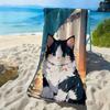 Süßes und entzückendes Katzenmuster im Regen Polyester-Mikrofaser-Strandtuch ist sehr saugfähig, geeignet für Schwimm- und Strandausflüge