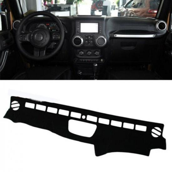 Car DashMat Dashboard Cover Non-slip Sun Protector Mat For Jeep Wrangler Black