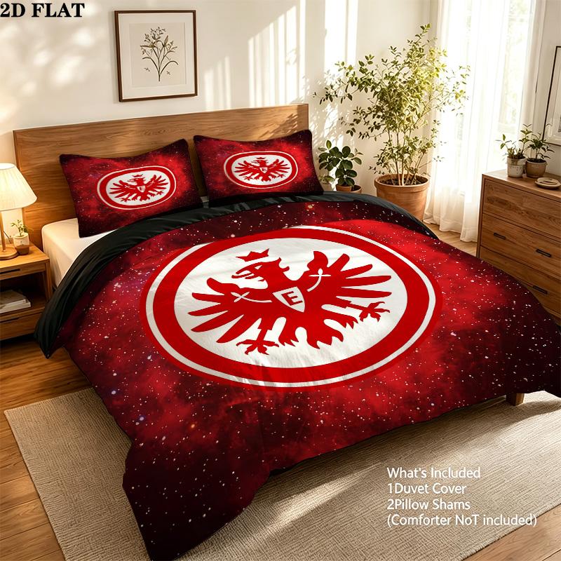 Frankfurt Football Pattern Bedding Quilt Set Quilt Cover Pillowcase Home Birthday Gift(1 * duvet cover + 2 * pillowcase, without core)