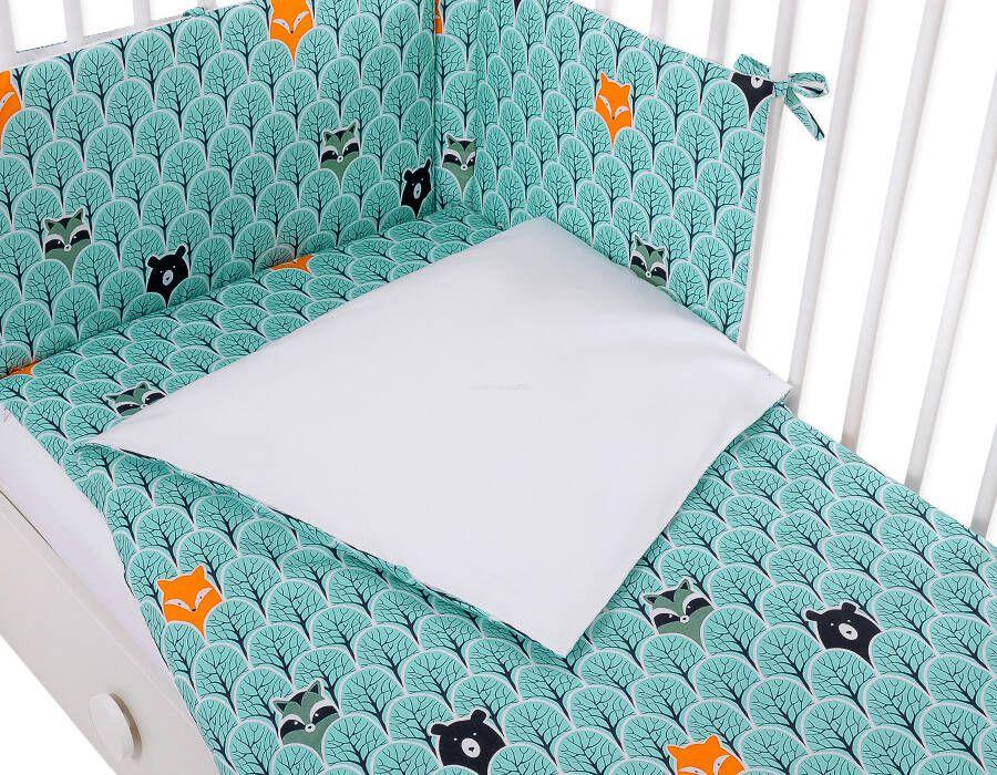 Double-sided 2-piece cotton children's bedding - mint forest