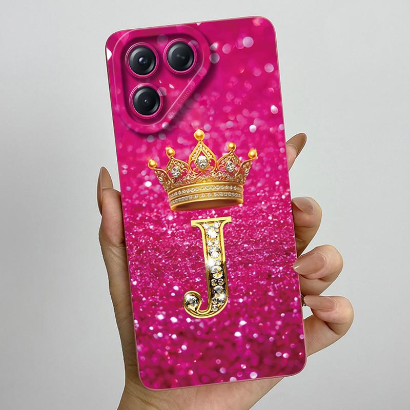 For Tecno Pova 7 Neo Phone Case Crown Initial Letters Liquid Silicone Dustproof Full Protection For Tecno Pova 7Neo Funda Coques