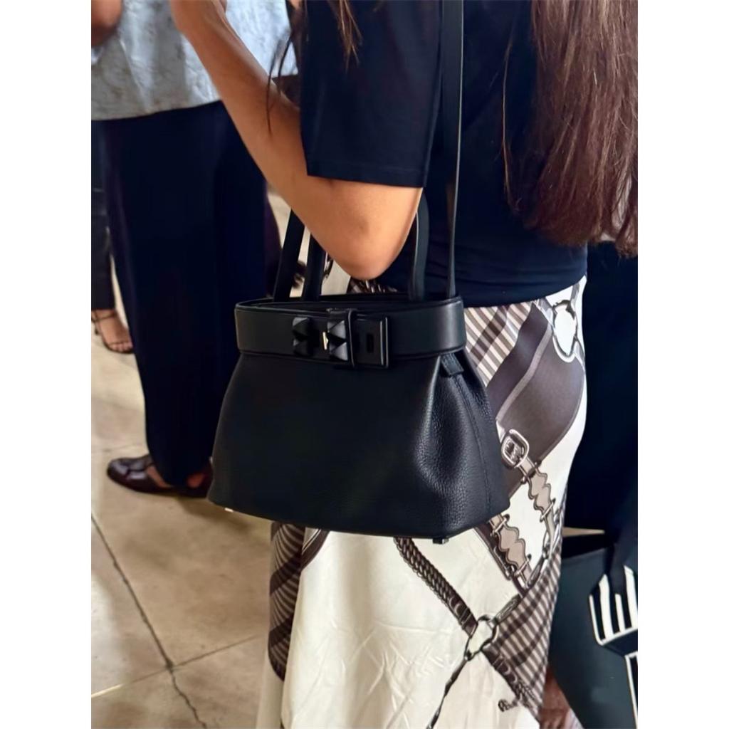 Damenhandtasche Togo Rindsleder erste Schicht Schloss Öffnen und Schließen Handtasche Tragetasche Schulter Crossbody Tragbare Damenhandtasche