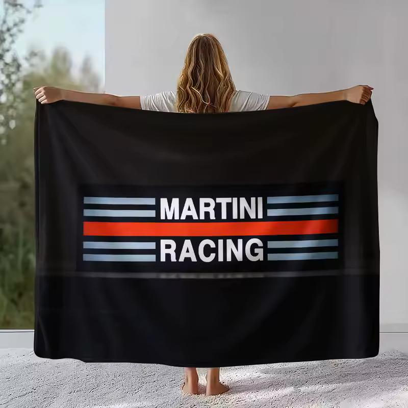 Retro M-Martini Racing Livery Biker Garage Moto Soft Flannel Throw Blanket,Cozy Warm Blanket for Bed,Sofa,Living Room,Picnic