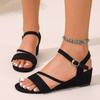 Fashion 2025 Hot Sale Ladies Shoes Buckle Strap Women's Sandals Fashion Open Toe Casual Plus Size Comfortable Wedge Sandals Slippers