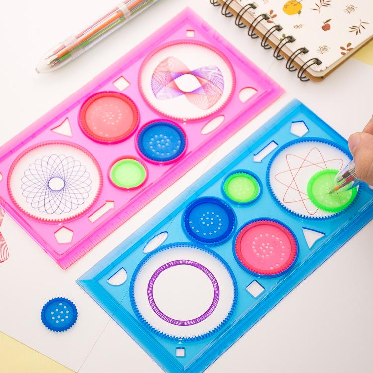 Geometry Spirograph Drawing Rulers Stencils Set Creative Art Crafts Painting Kids Educational Toy Gift Template Ruler