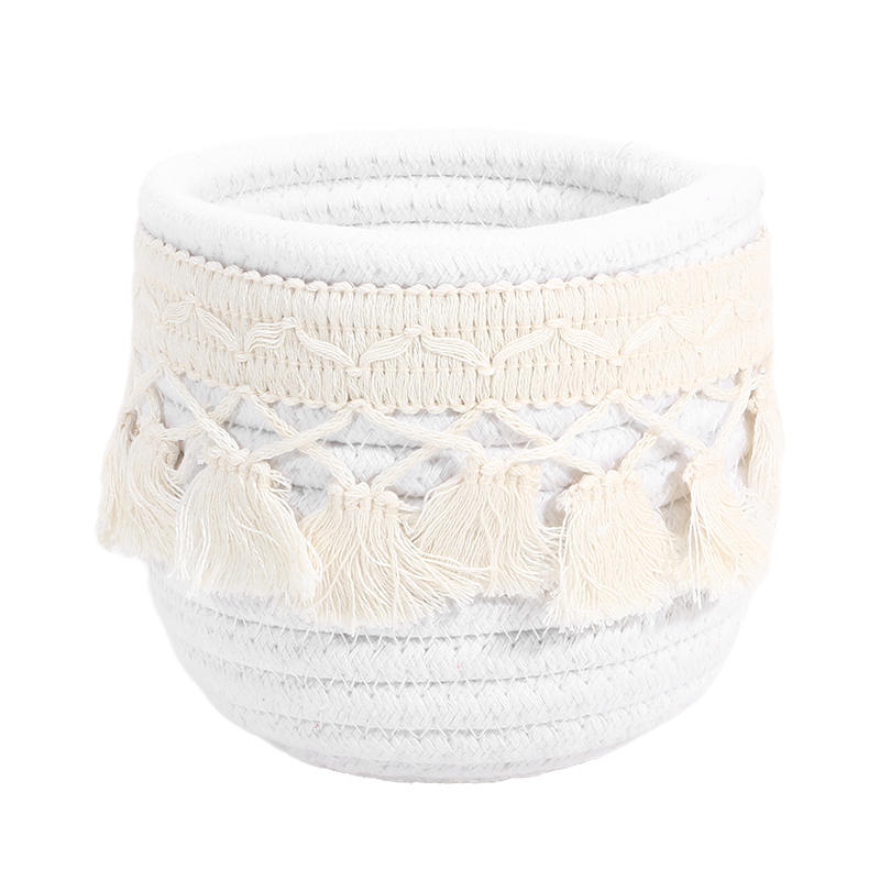 Kosmetický úložný košík Bavlněný pletený držák na štětce na make-up Dekorace do ložnice Organizér Pouzdro Stolní drobnosti Úložný box s třásní