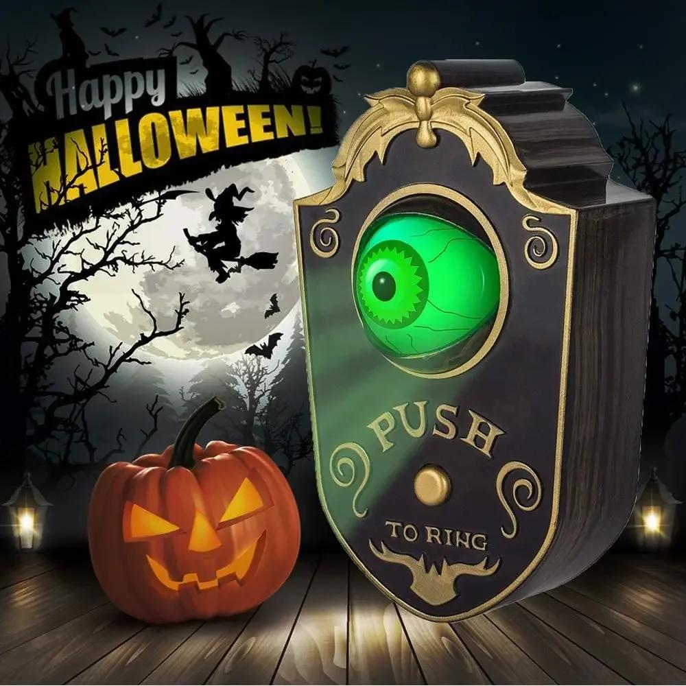 1–3PC Halloween Single Eye Doorbell Decoration Set with Light Up Pumpkin and Skull Pendant for Party Prank Ghost Festival Supply