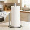 Stainless Steel Kitchen Roll Holder with Weighted Base - Heavy-Duty Countertop Organizer Space-Saving Design for Paper Towels