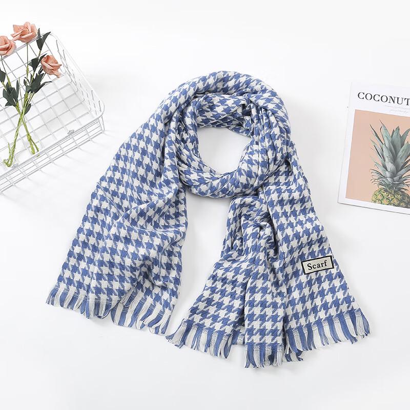 Women's Houndstooth Plaid Tassel Scarf