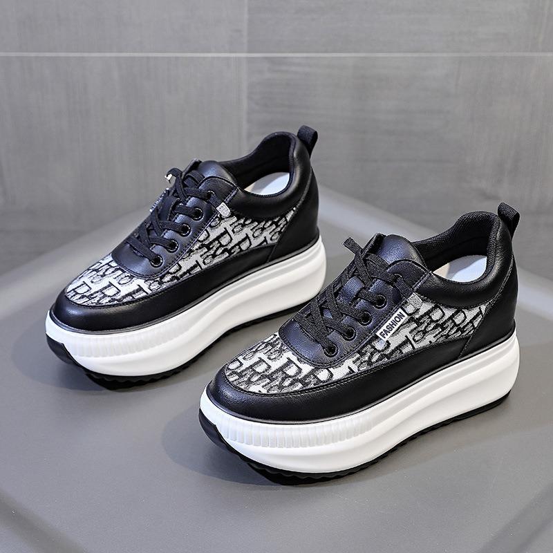 Autumn women's shoes new muffin thick sole inner height increase leisure sports white shoes women's single shoes