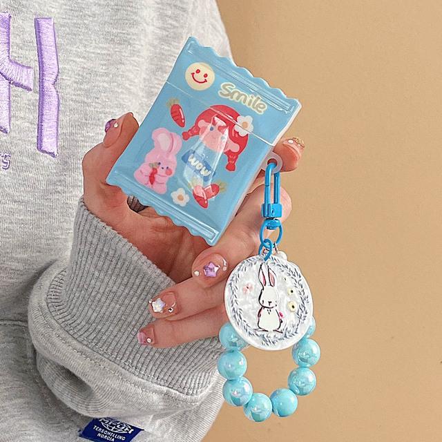 

Креативный чехол для наушников с 3D конфетами и закусками с браслетом для AirPods Pro 1 2 3 AirPod Sweet Girl Heart, чехол для наушников с решеткой и смайликом For AirPods 3 new