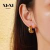 18K Gold Plated White Diamond Hoop & Stud Earrings - French Style Titanium Steel