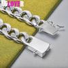 925 Sterling Silver Sideways 10mm Chain Square Buckle Bracelet Jewelry