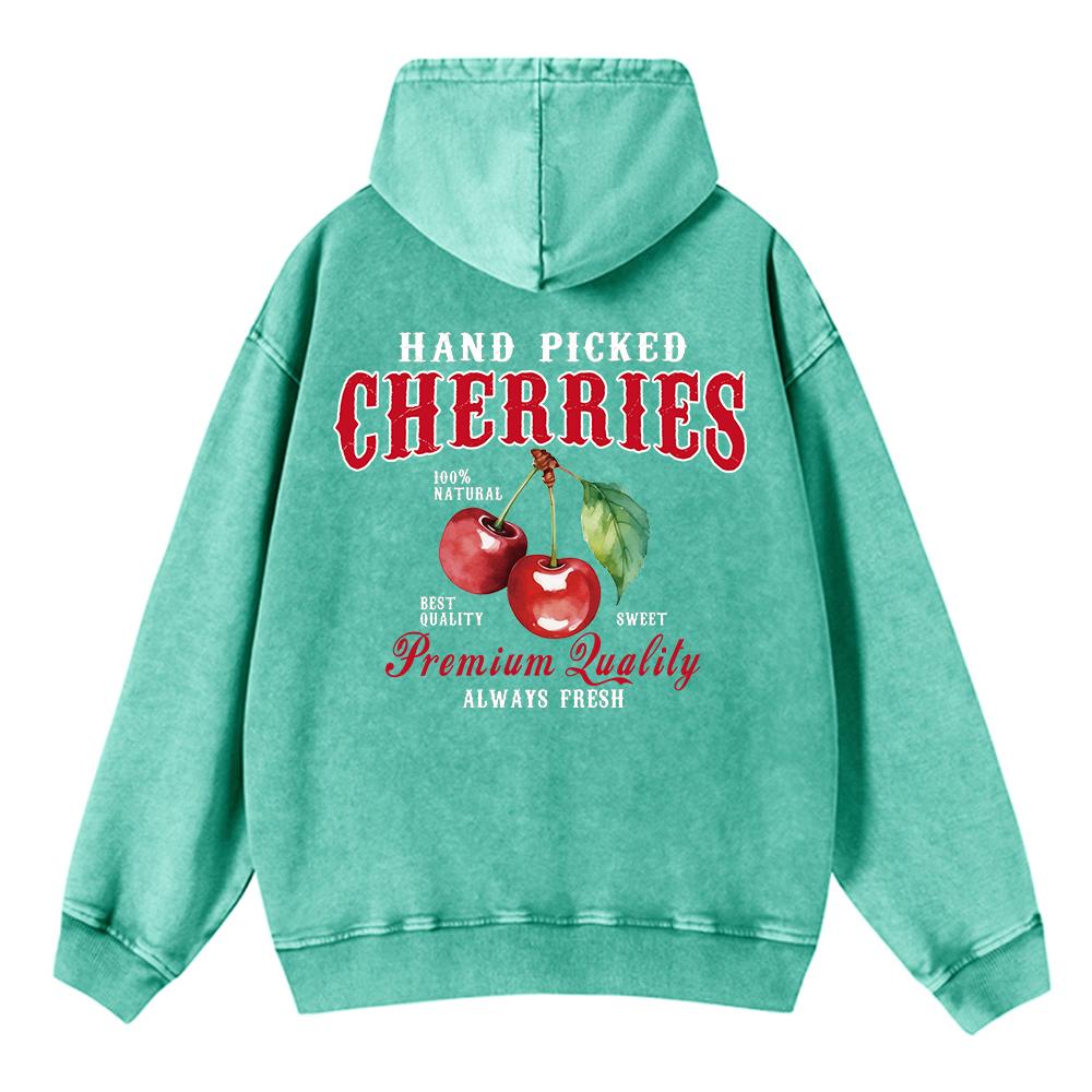 

Женское худи оверсайз с варкой, принт «Свежие вишни», пуловер с карманом, теплый хлопок, парная одежда 3XL