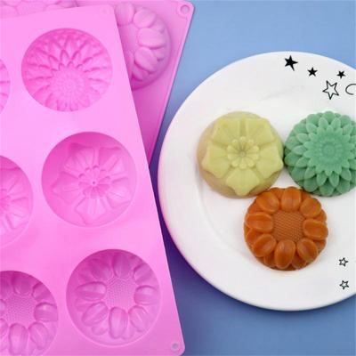New 6 Holes Flower Shaped Silicone Soap Mold DIY Handmade Cake Chocolate Candle Molds Aromatherapy Soap Crafts Making