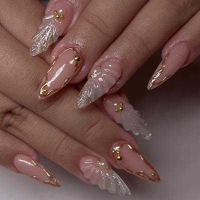 Hot-selling Water Drop Almond Nail Art False Nail 3D European and American Hot-selling False Nail Wear Nail Pads