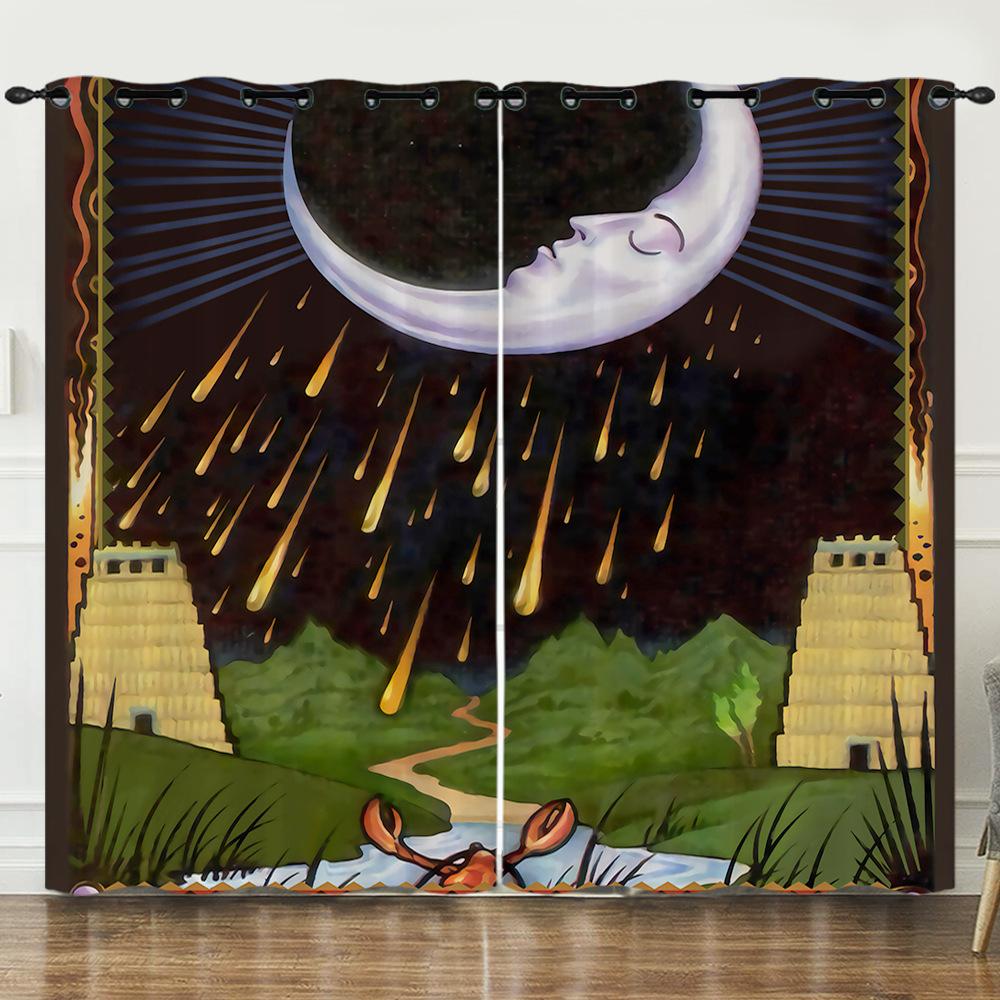 Curtains Sun And Moon Helios 3D Digital Printing Blackout Curtain Punching