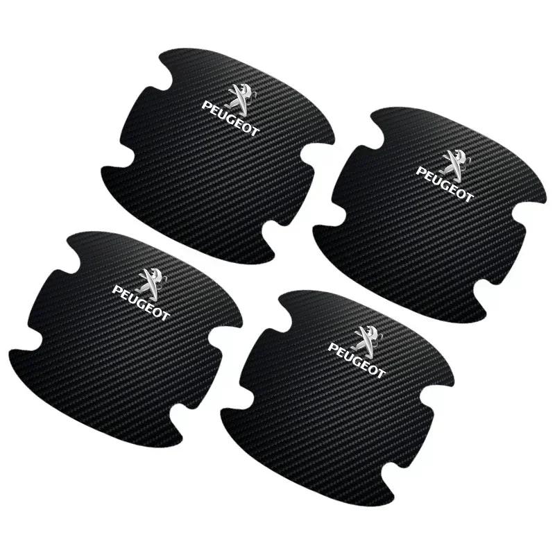 

2026 Hot Car Sticker 4PCS Car Door Handle Protection Sticker Emblem Car Styling for Peugeot 208 207 3008 2008 508 407 301 406 40 чёрный
