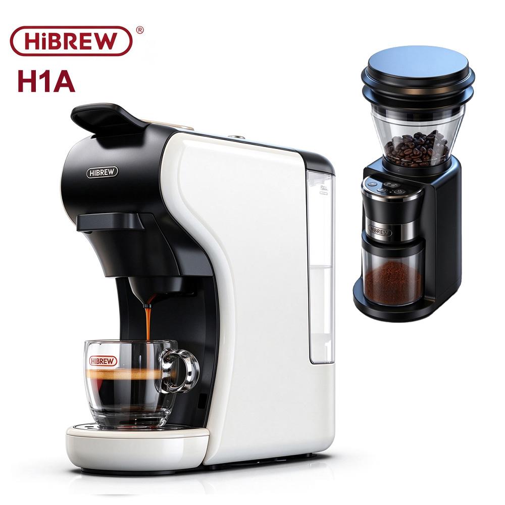 HiBREW H1A 4-in-1 Multifunktions-Kaffeemaschine, 19 bar Hochdruckextraktion, 1450 W Leistung, transparent, abnehmbar, lebensmittelechter BPA-freier Wassertank.