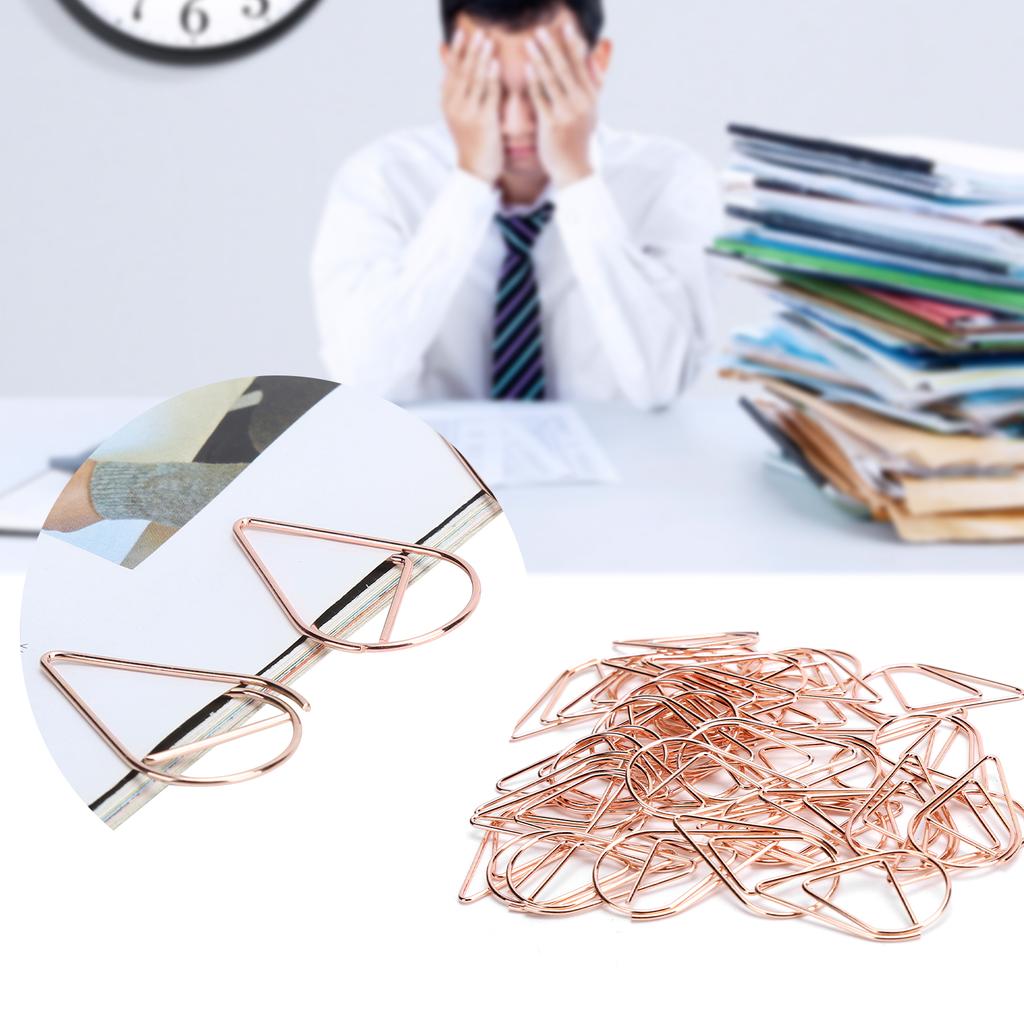 40Pcs Water Drops Shape Paper Clips Rose Gold Cute Pins for Office File Classification