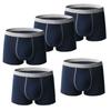 5 Pcs Men Cotton Boxer Briefs Mid‑Waist Antibacterial Breathable Underpants Comfort Soft Contrast Waistband Male Underwear L XL 2XL 3XL 4XL 5XL 6XL