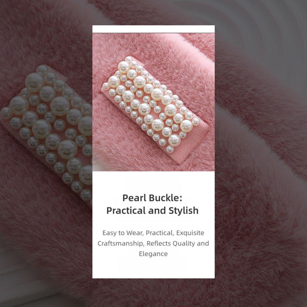 Cute Thickened Pearl Plush Scarf Soft Faux Rabbit Fur Korean Style Scarf Cross Warm Neck Warm Ring Women Girls
