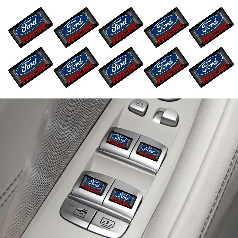 Car Sticker Ford 10PCS Car Steering Wheel Button Multimedia Sticker Logo Decals For Ford Fiesta EcoSport Escort Focus 1 2 3 Mk2