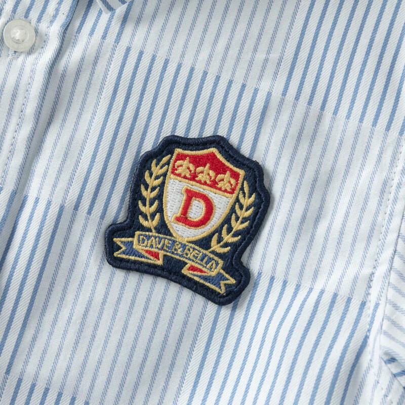 DAVE&BELLA Boys' Striped Short Sleeve Woven Shirt