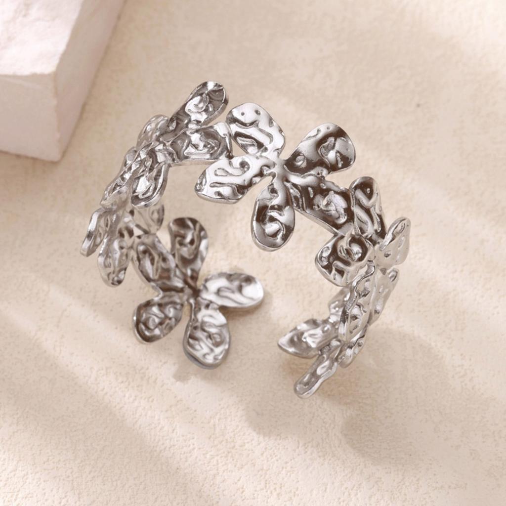 Stainless Steel Bracelet For Women Men Aesthetic Flower Leaf Bangle Opening Gold Color Geometric Bangles Bracelets Femme Jewelry