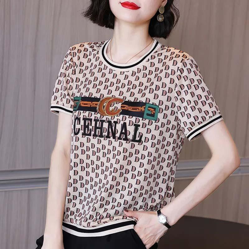 

JKASHDK Женские Модные Повседневные Летние Весенние Блузки и Рубашки с Коротким Рукавом и Круглым Вырезом XXXXL