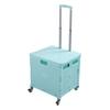 Collapsible Utility Cart Rolling Crate Swivel Casters PP Strong with Telescopic Handle Lid Storage