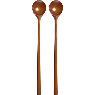 Lacquered Long Teaspoon, Wood, 2 Pieces, Korean Popular Tableware