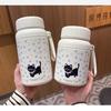 Cat Pattern Insulated Large Capacity Water Bottle With Leakproof Lid For Students And Commuters