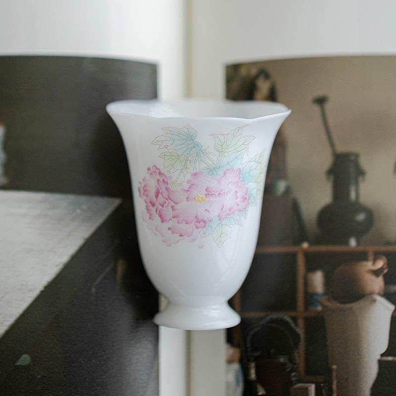 Ice Seed White Jade Porcelain Master Cup Personal Tea Bowl Kung Fu Tea Set Tasting and Fragrance Cup for Home Use