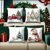 Christmas Decoration Pillowcase New Year Gift Winter Snowman Car Christmas Tree Pillow Cover Sofa Cushion Cover Home Decoration