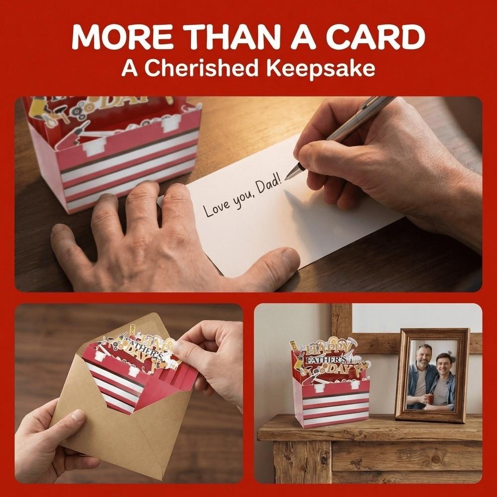 Handmade Toolbox Theme Card Paper Craft Birthday Greeting Card Universal Message Card Parents Gift