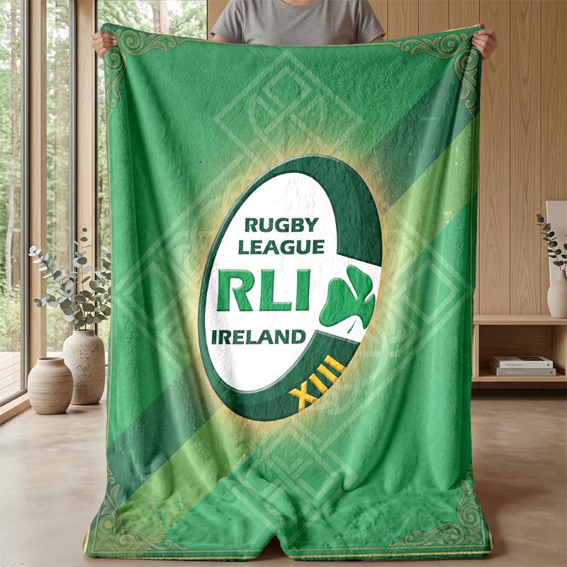 Coperta in Flanella Pile Rugby Irlanda Coperta Calda e Accogliente per Divano Letto Viaggio Uso in Tutte le Stagioni