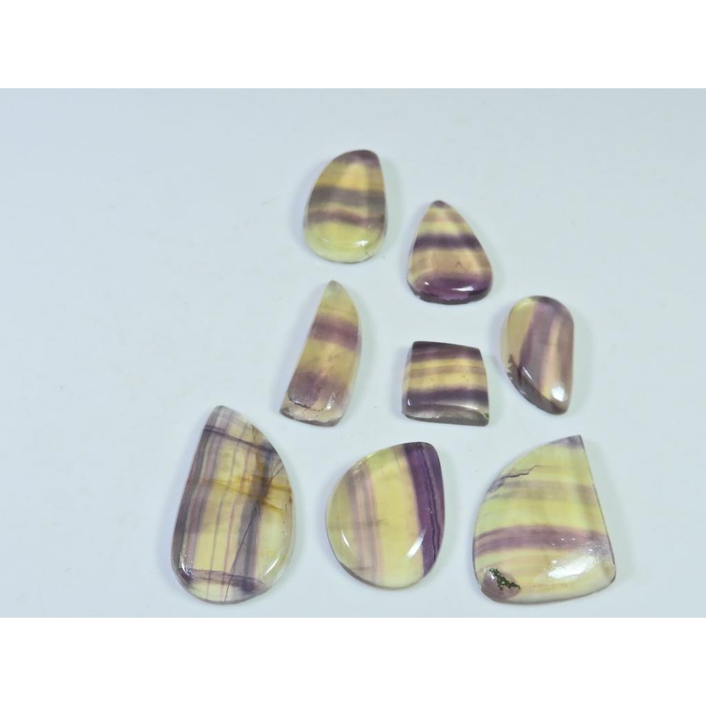 158Cts. Natural Rainbow Fluorite Fancy Cabochon Loose Gemstone 08 Pcs Lot C-912
