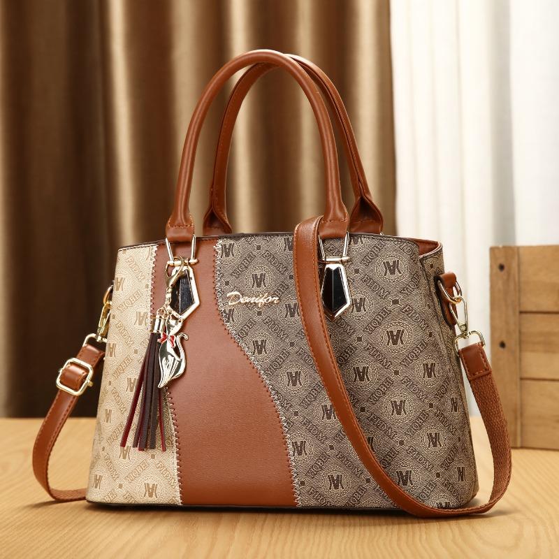 Vintage Large Capacity Fashionable Women's Tote Bag Leather Square Single Shoulder Handbag 2Piece Set Handbag Crossbody Bag