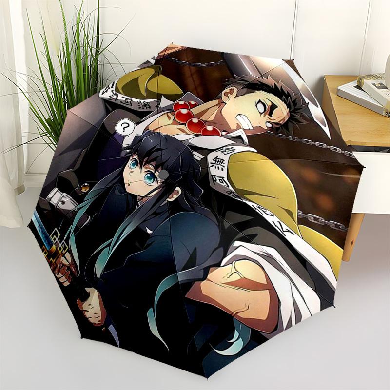 

1pc Demon Slayer Tanjiro & Nezuko Anime Characters Outdoor Umbrella - Automatic Opening/Closing, 3-Fold Design, 8-Bone Frame - Perfect Gift for Fans,