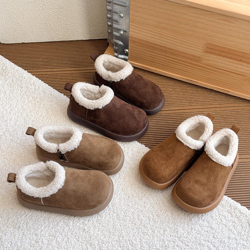 Winter 2025 Kinder Niedrige Schneestiefel, Koreanischer Stil, Vielseitig & Warm Samt, Mädchen Baumwollschuhe
