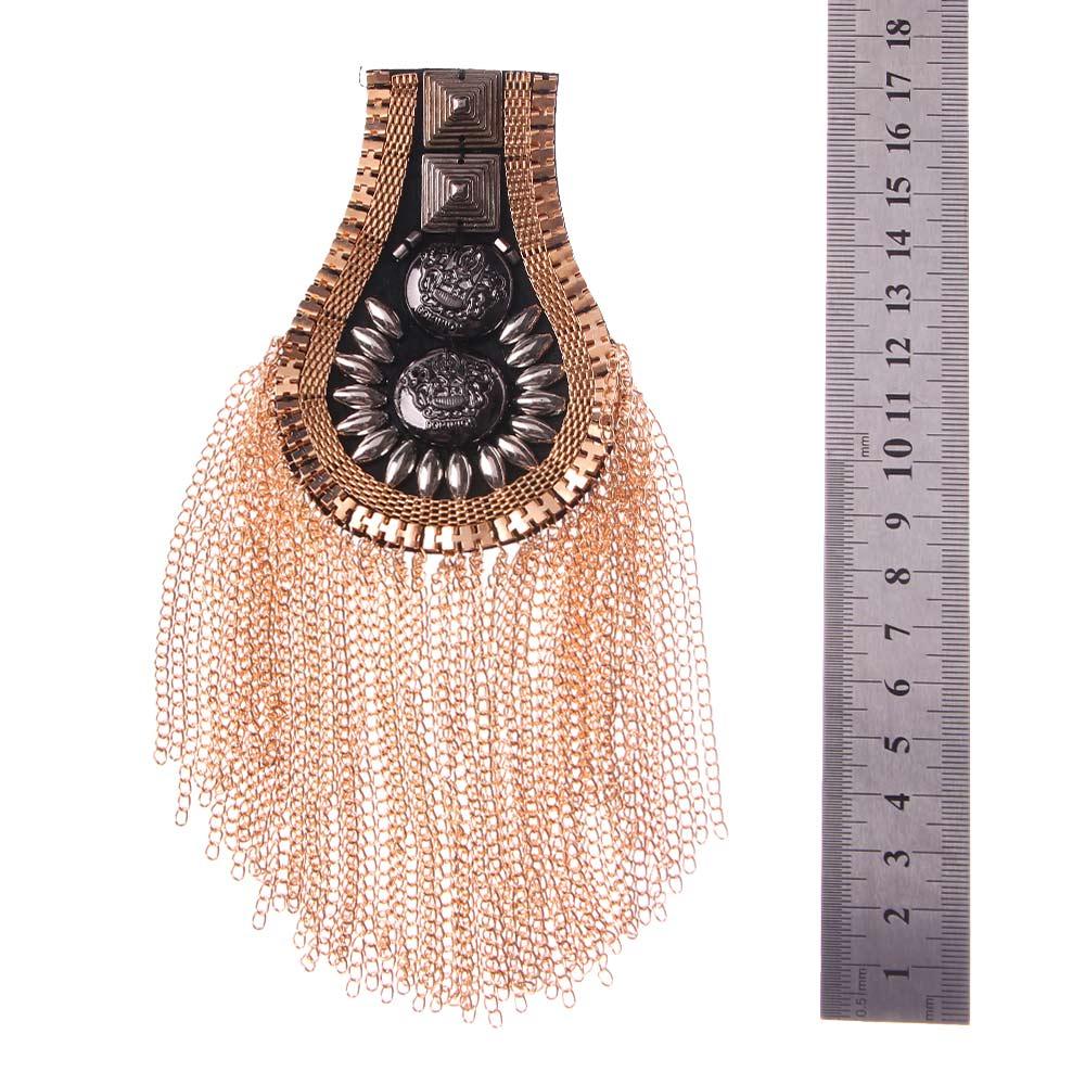 Unisex Spike Punk Tassel Shoulder Flash Epaulets Brooch Shoulder Mark