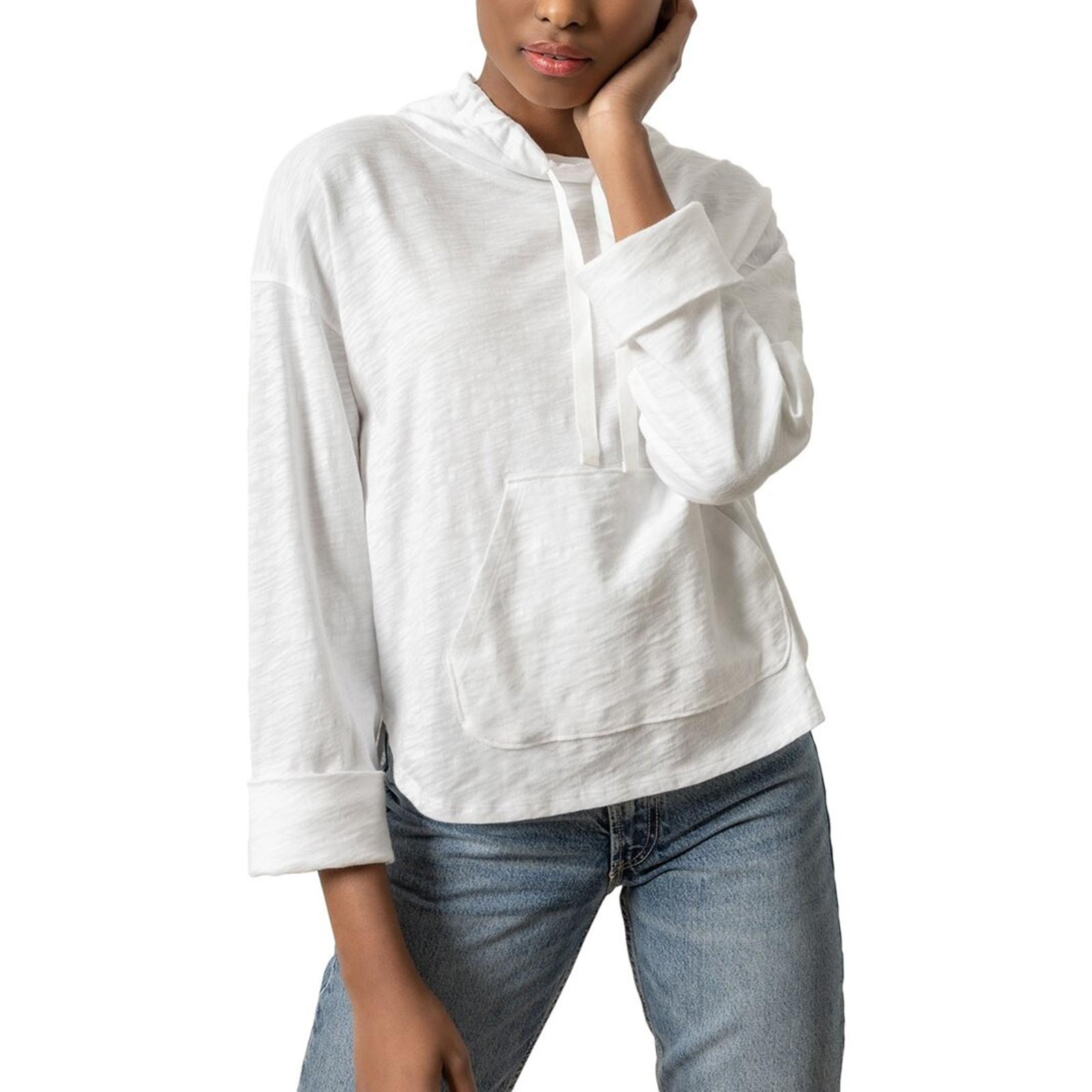 

Женский повседневный худи однотонный свитшот S белый