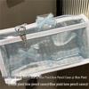 Blue Plaid Double-Layer Transparent Pencil Case - Stylish, Spacious, Portable Stationery Storage for Girls