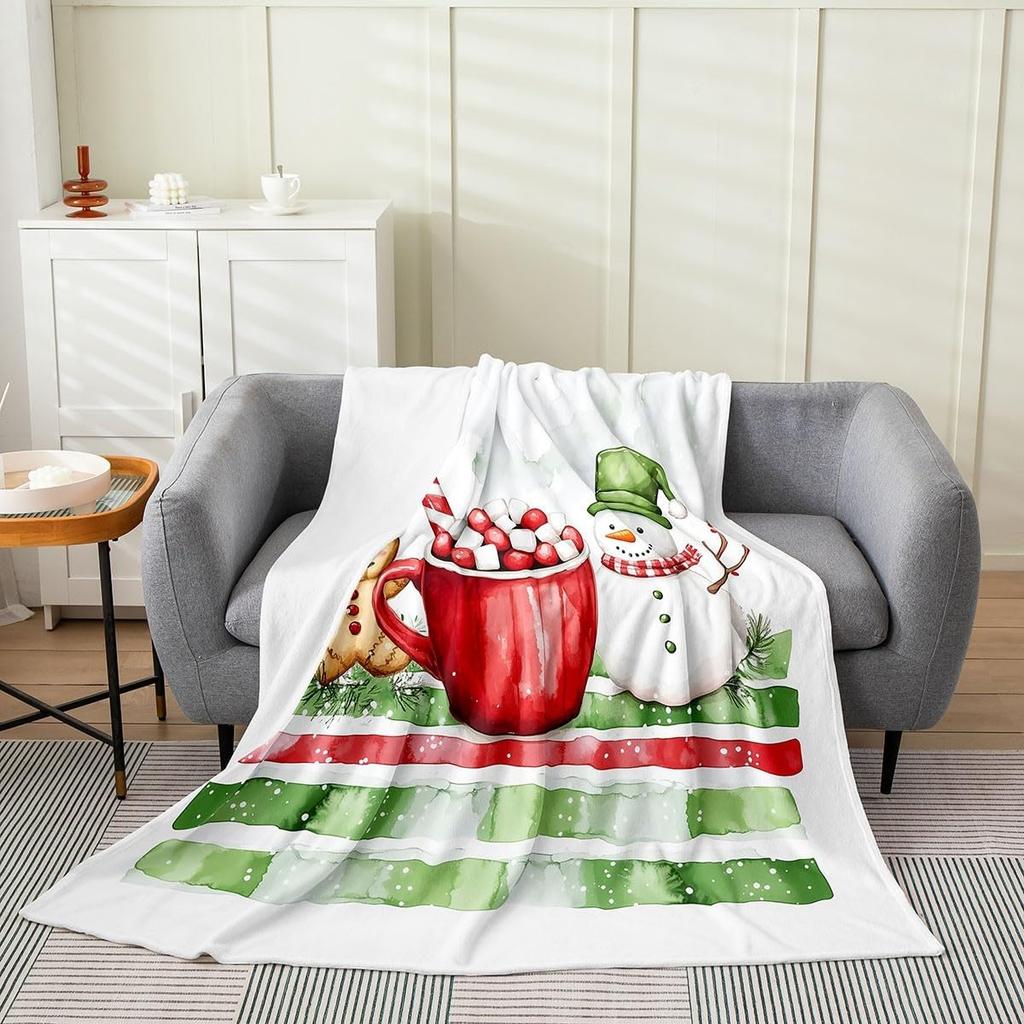 Snowman Winter Holiday Throw Blanket Festive Design for Living Room Decor Gift for Her CozyStyle180x250