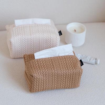 Nordic Wheat Ear Texture Tissue Box - Cloth Art Design for Car Storage