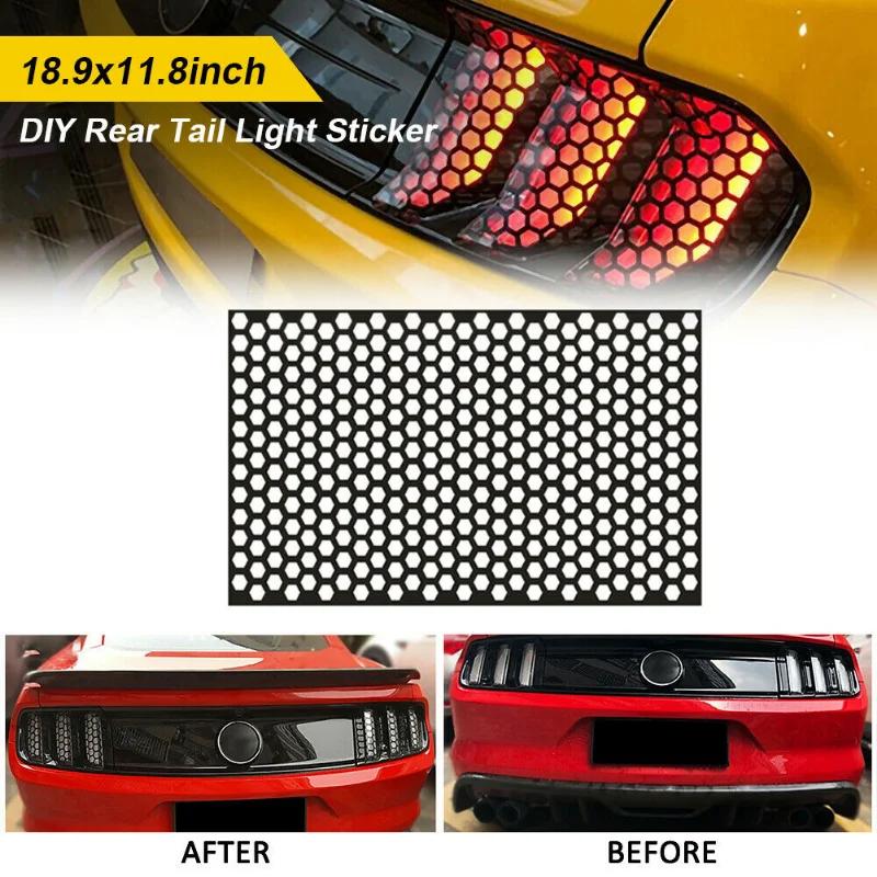 Car Honeycomb Stickers Car Stylish Tail Lights DIY Hollow Protector Decals Auto Rear Lamp Decoration Wrap Film Sticker 48*30cm