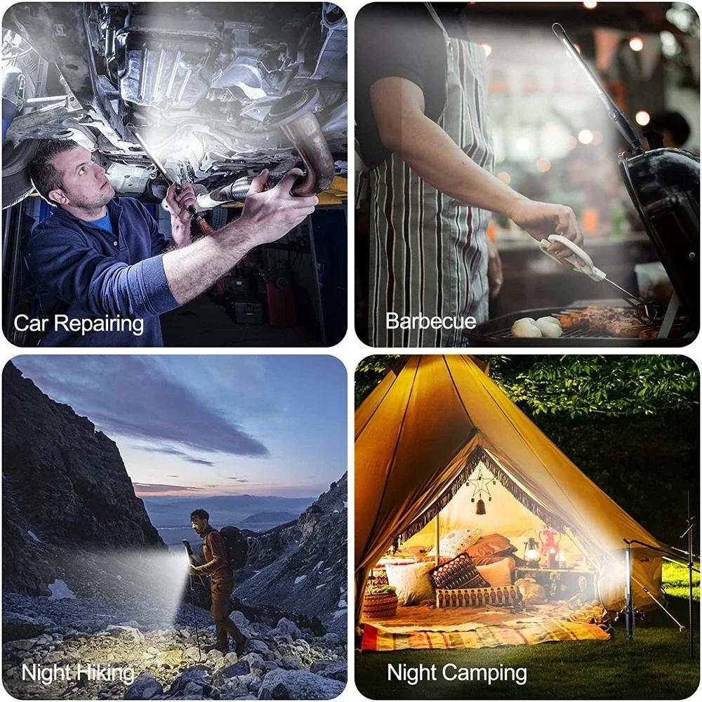 1-10PCS COB LED Flashlight Magnetic Work Light USB Rechargeable Torch Portable Lantern Inspection Light Camping Car Repair Lamp