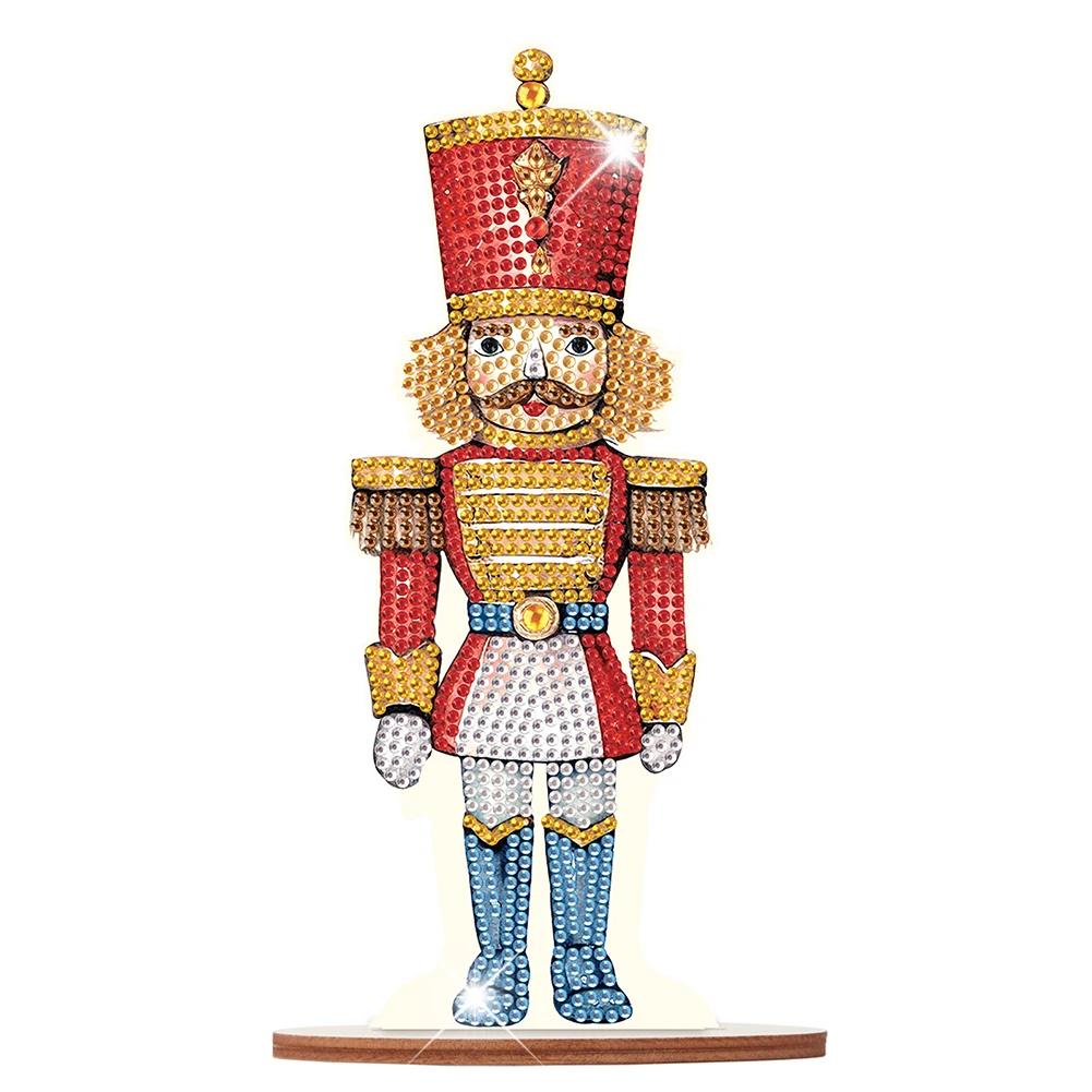 Diamond Painting Christmas Ornament Wooden Desktop Nutcracker Table Top Diamond Painting Decor for Home Office Desktop Decor