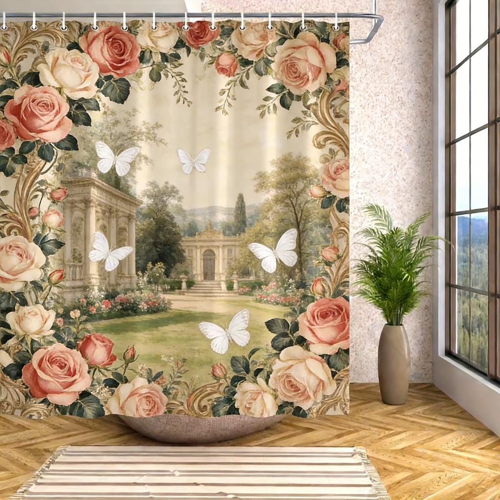 Spiral Galaxy in Deep Space with Asteroids Waterproof Shower Curtain for Cosmic Bathroom Decor